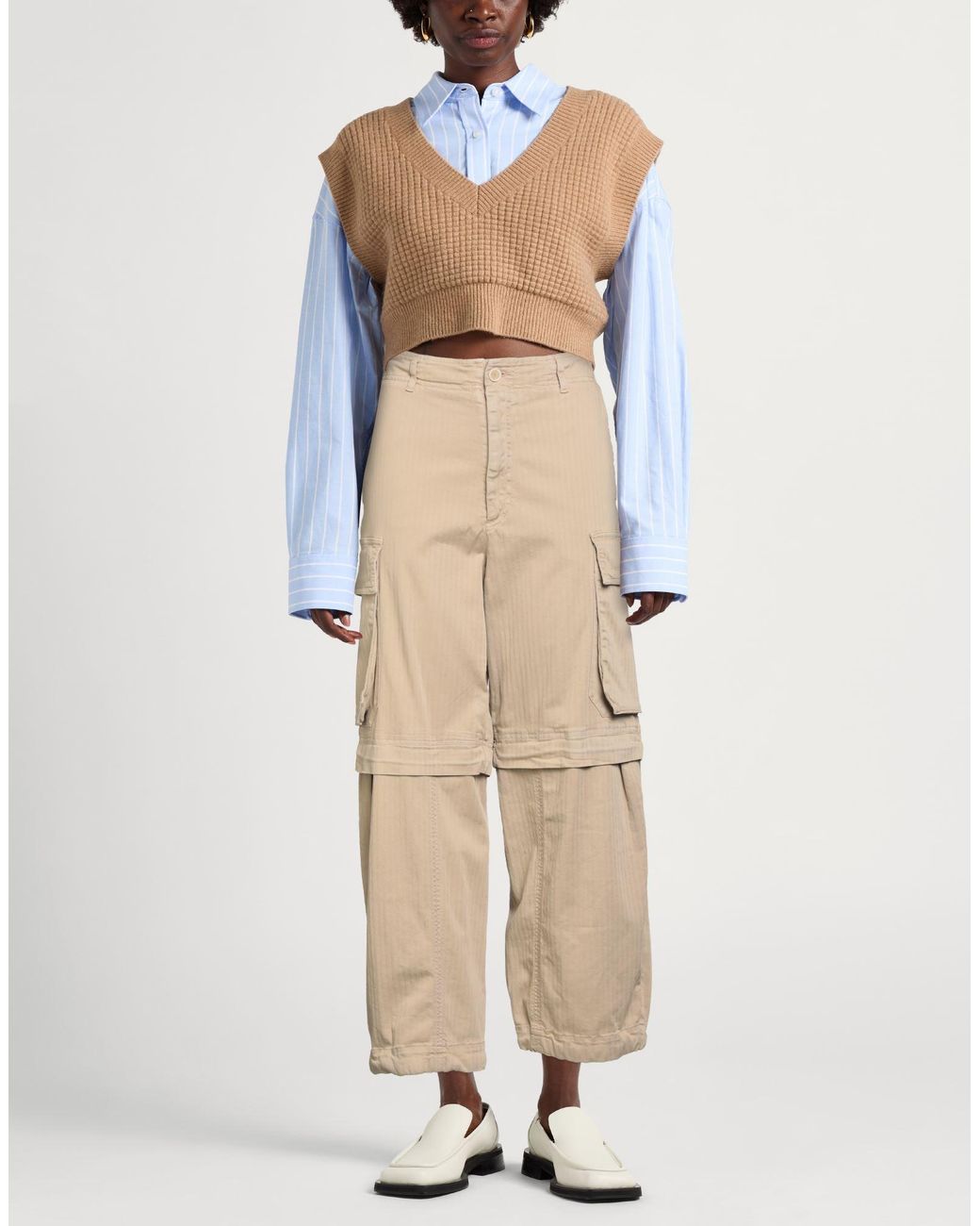 Semicouture Natural Sand Pants Cotton, Elastane
