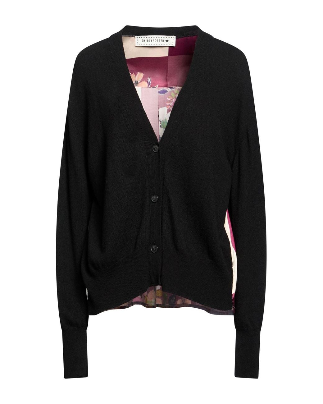 Shirtaporter Black Cardigan Wool, Viscose, Polyamide, Cashmere, Elastane