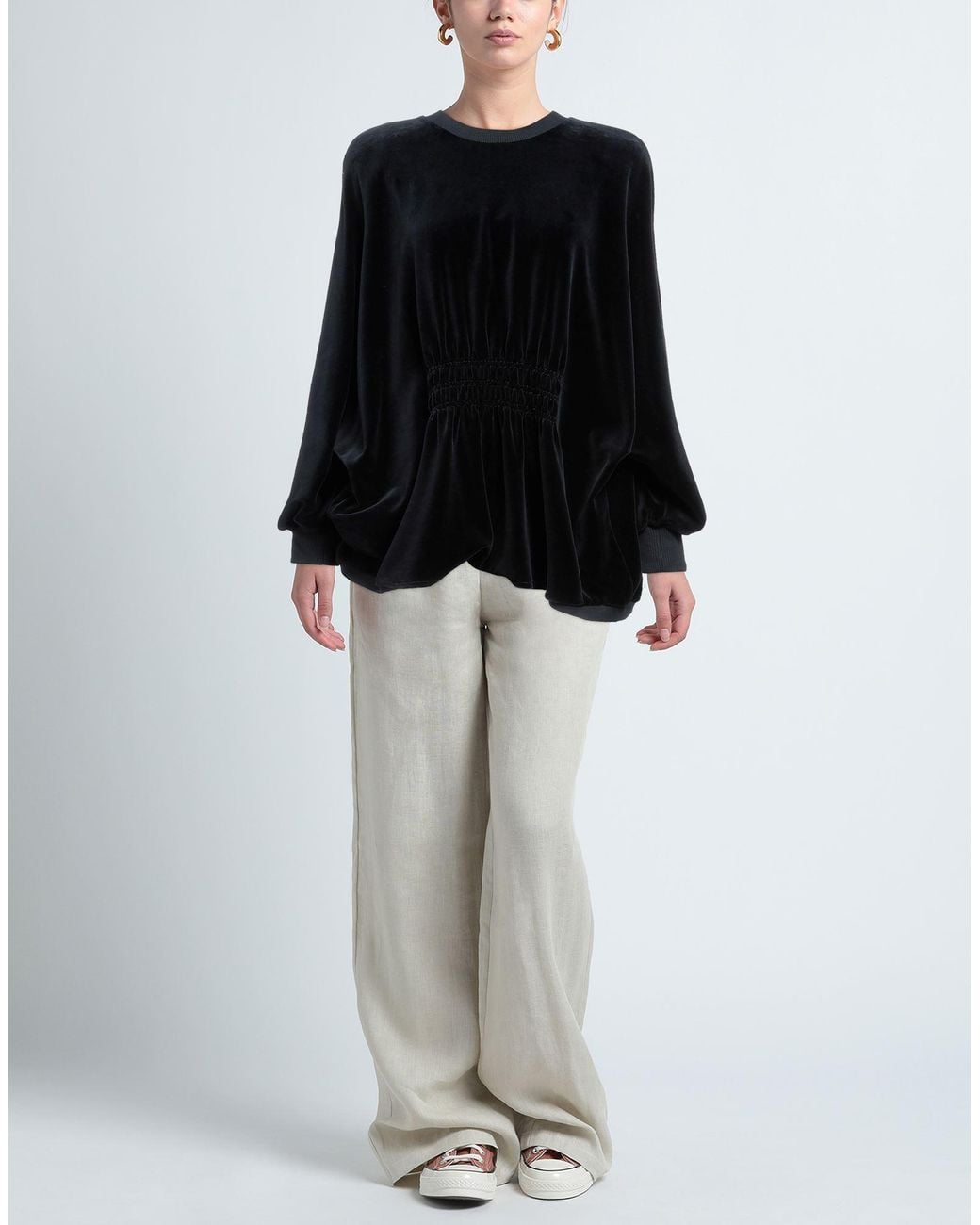 Alberta Ferretti Black Midnight Sweatshirt Cotton, Polyester, Elastane