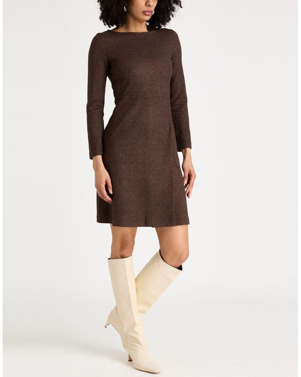 Weekend by Maxmara Brown Mini Dress Viscose, Polyester, Elastane
