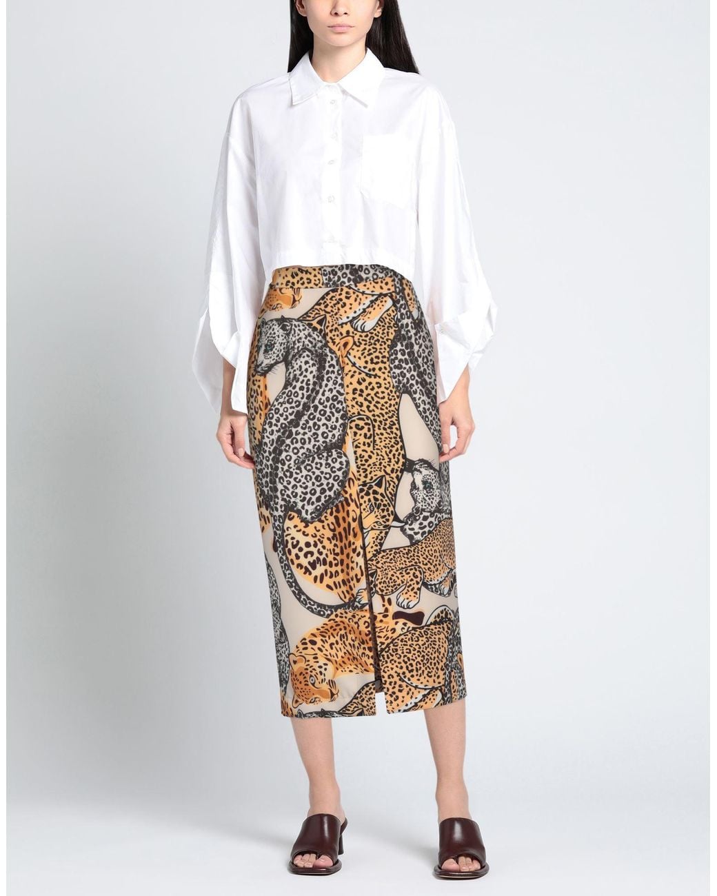 5 PROGRESS Natural Midi Skirt Polyester, Elastane