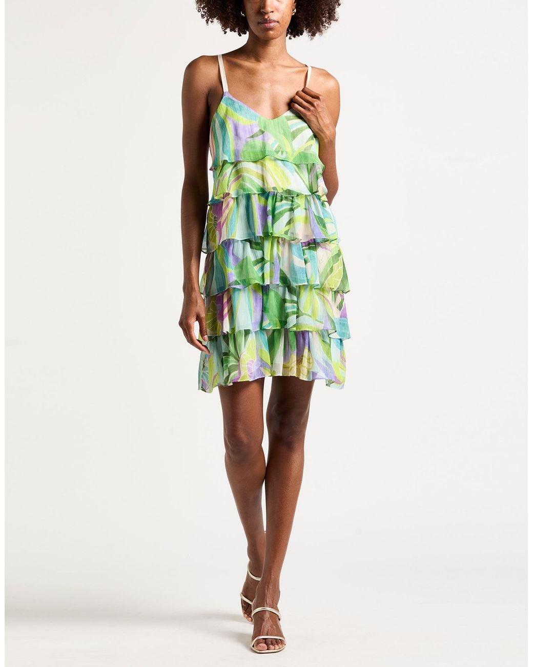 Kocca Green Mini Dress Polyester, Metallic Fiber