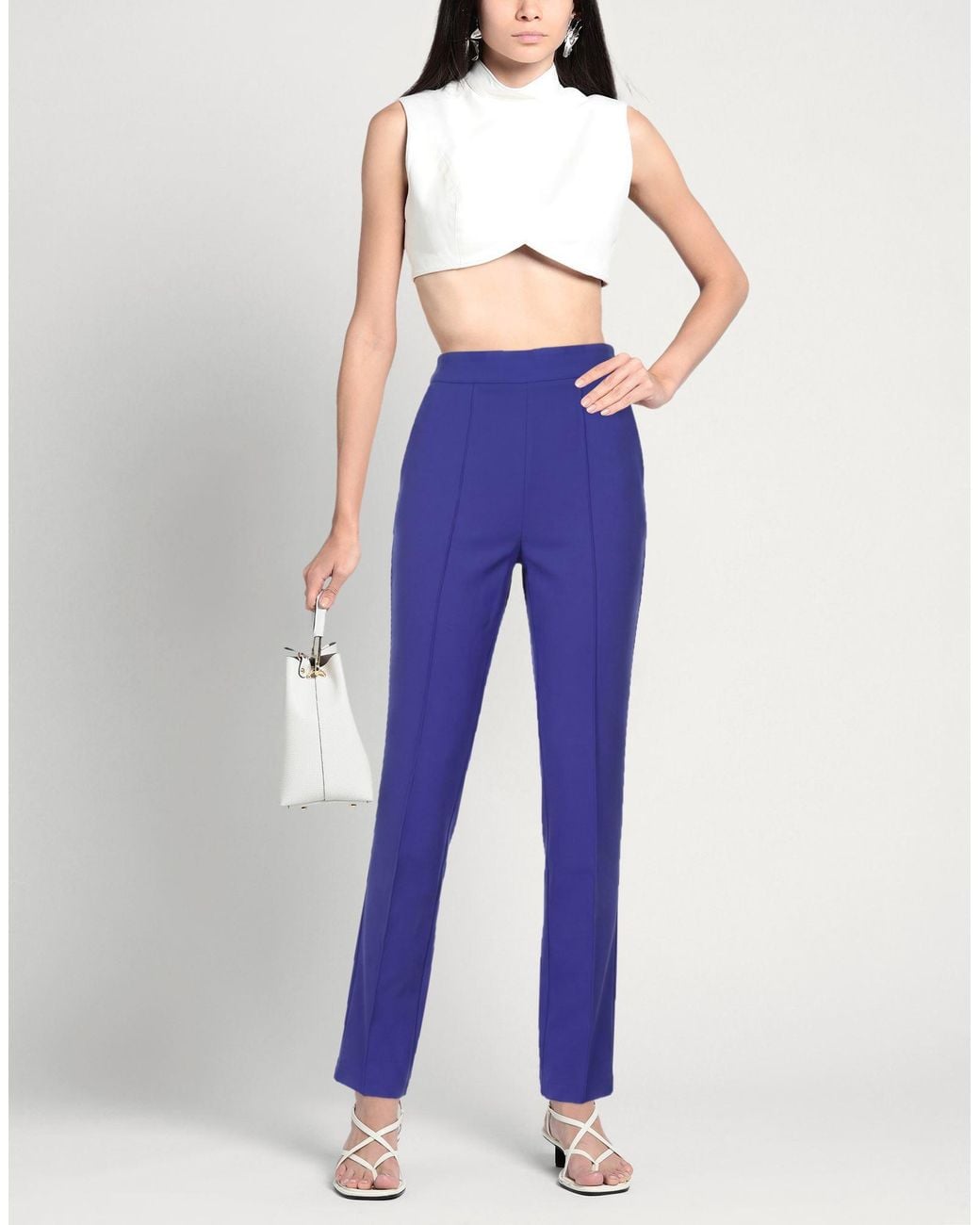 La Petite Robe Di Chiara Boni Blue Bright Pants Cotton, Polyamide, Elastane