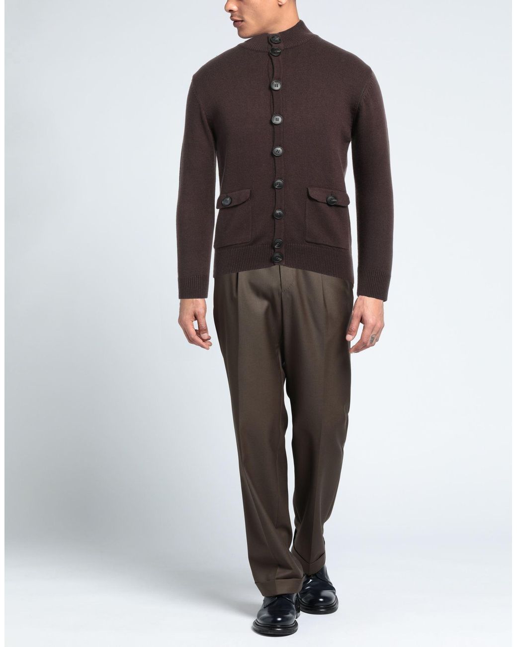 Cashmere Company Brown Wool-Cashmere Knit Cardigan for men
