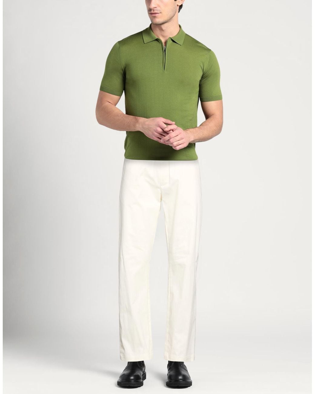 Aion White Ivory Pants Cotton, Elastane for men