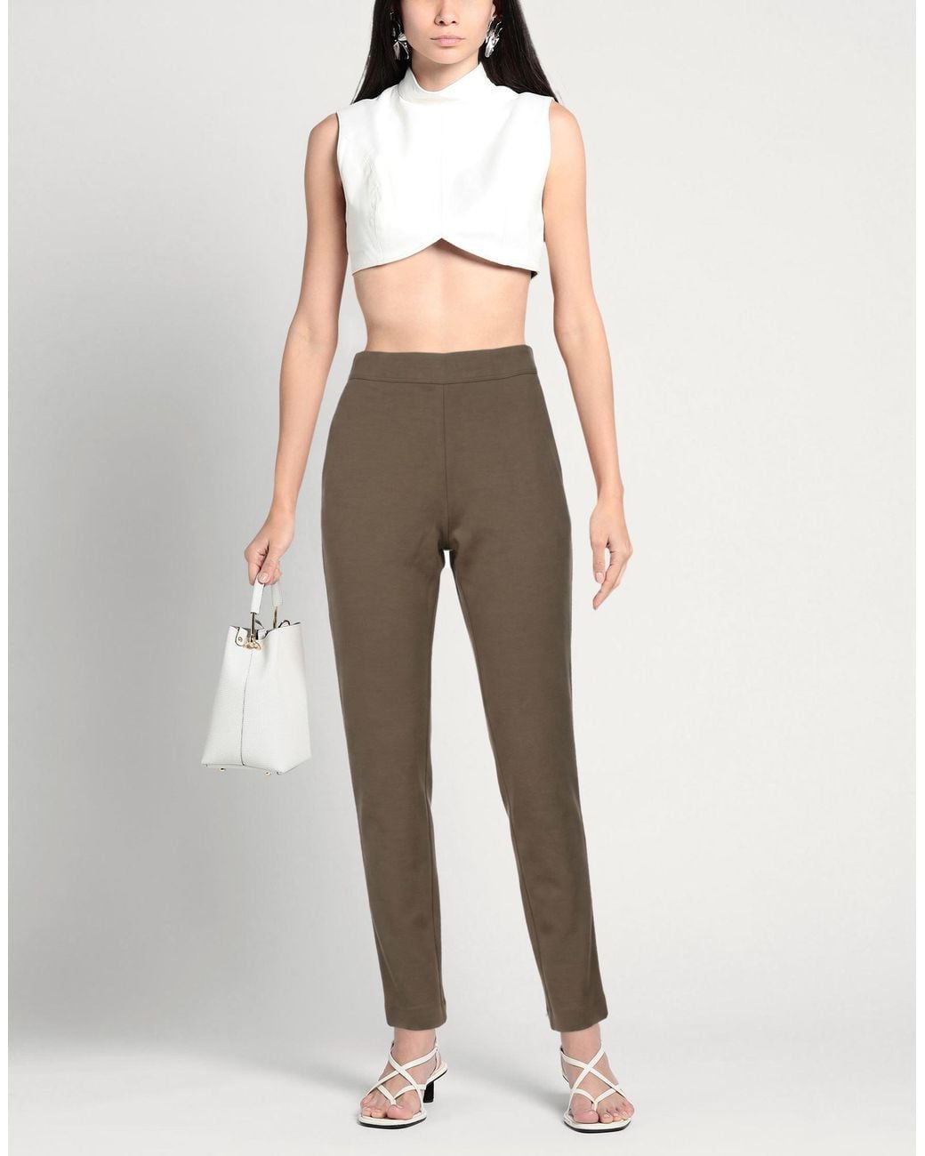 European Culture Gray Pants Viscose, Polyamide, Cotton, Elastane