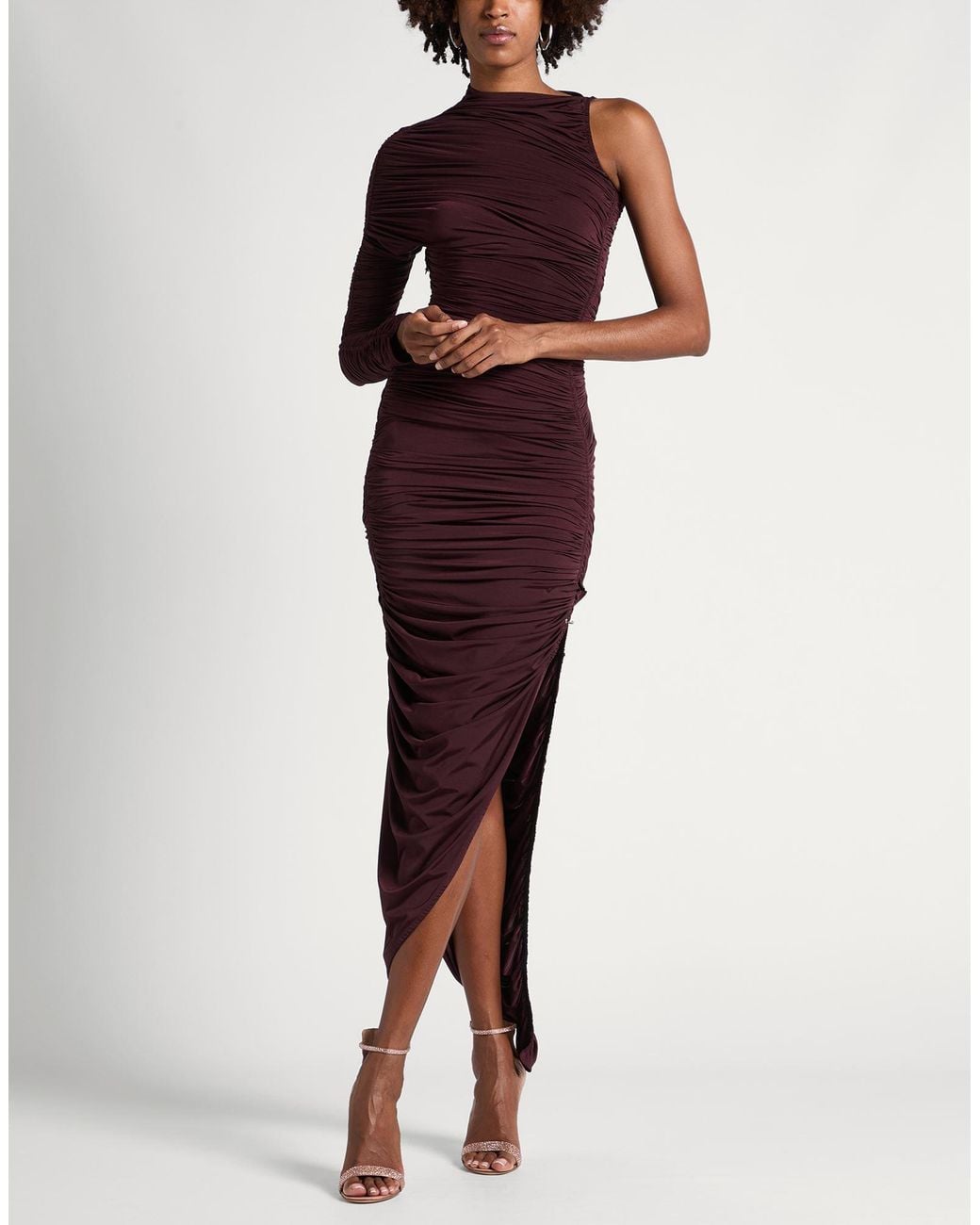 Mugler Purple Burgundy Maxi Dress Recycled Polyamide, Elastane