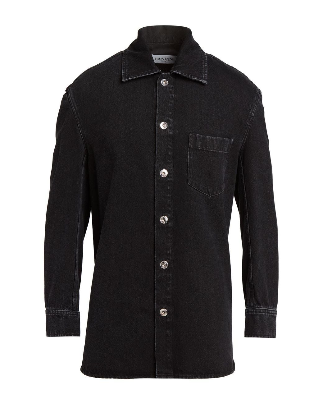 Lanvin Black Denim Outerwear Cotton, Calfskin for men