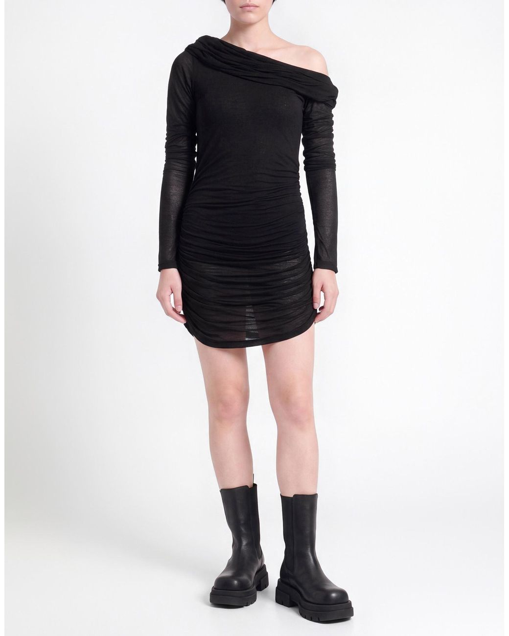 Amen Black Midi Dress Viscose, Polyamide, Cashmere, Elastane