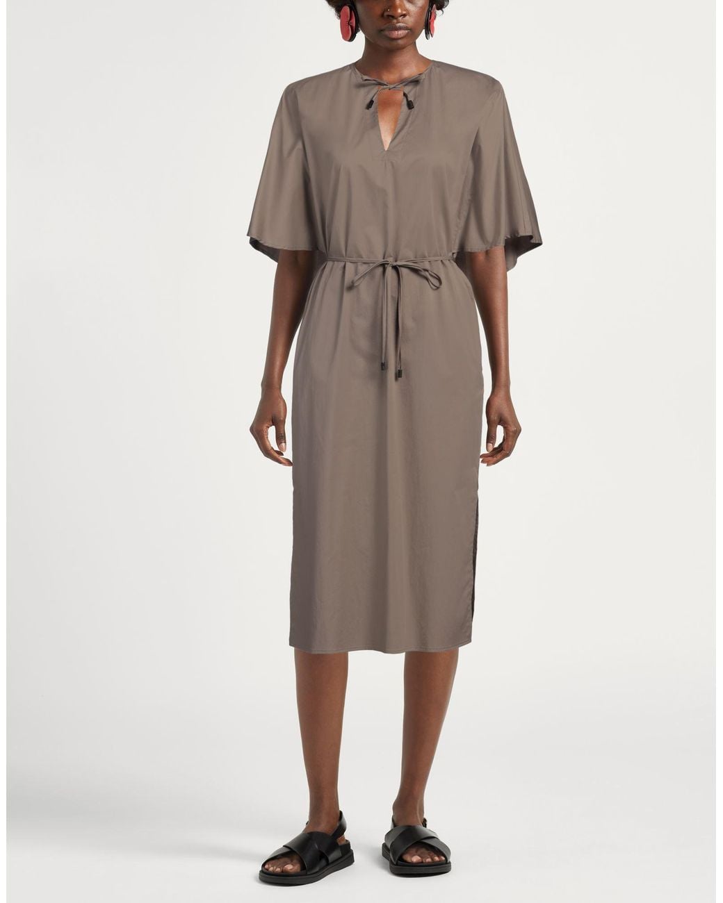Peserico Brown Midi Dress Cotton, Elastane