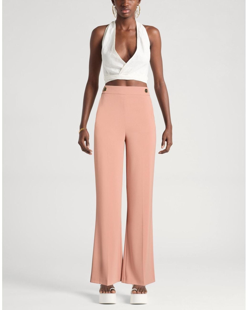 Pinko Pink Blush Pants Polyester, Elastane