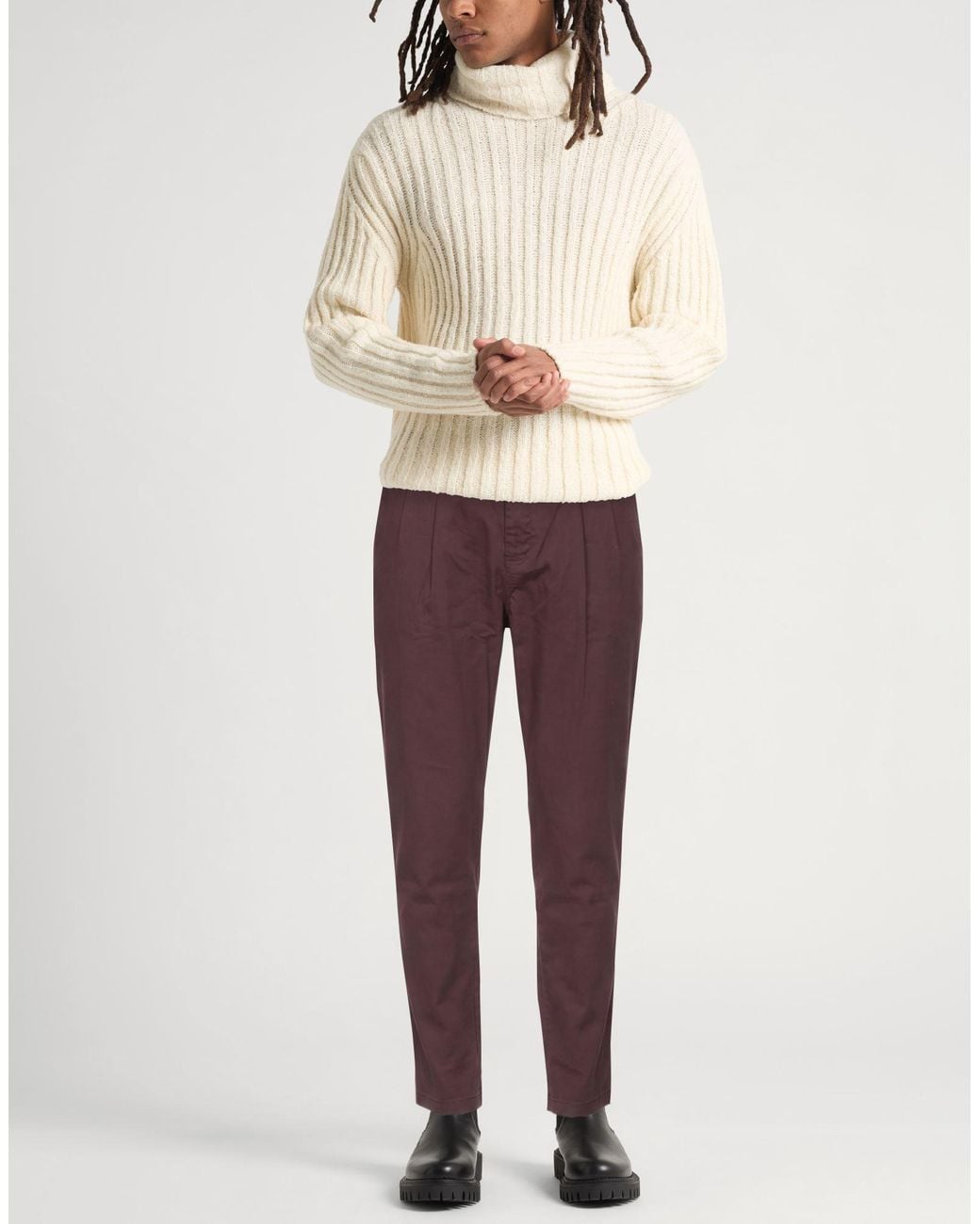 Berna Purple Pants Cotton, Elastane for men