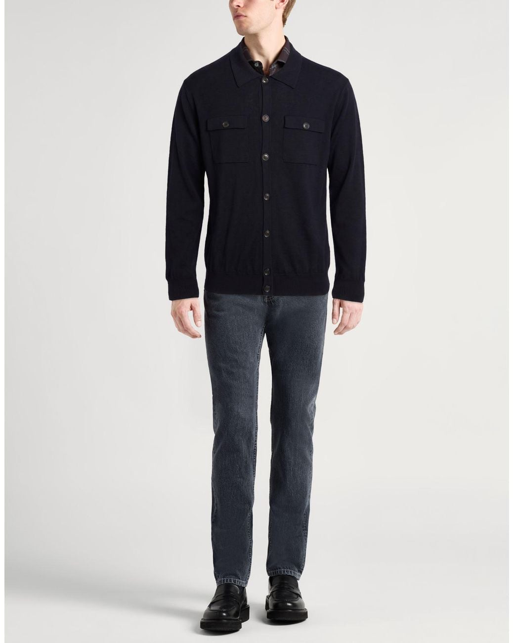 Lardini Blue Midnight Cardigan Wool, Silk, Cashmere for men