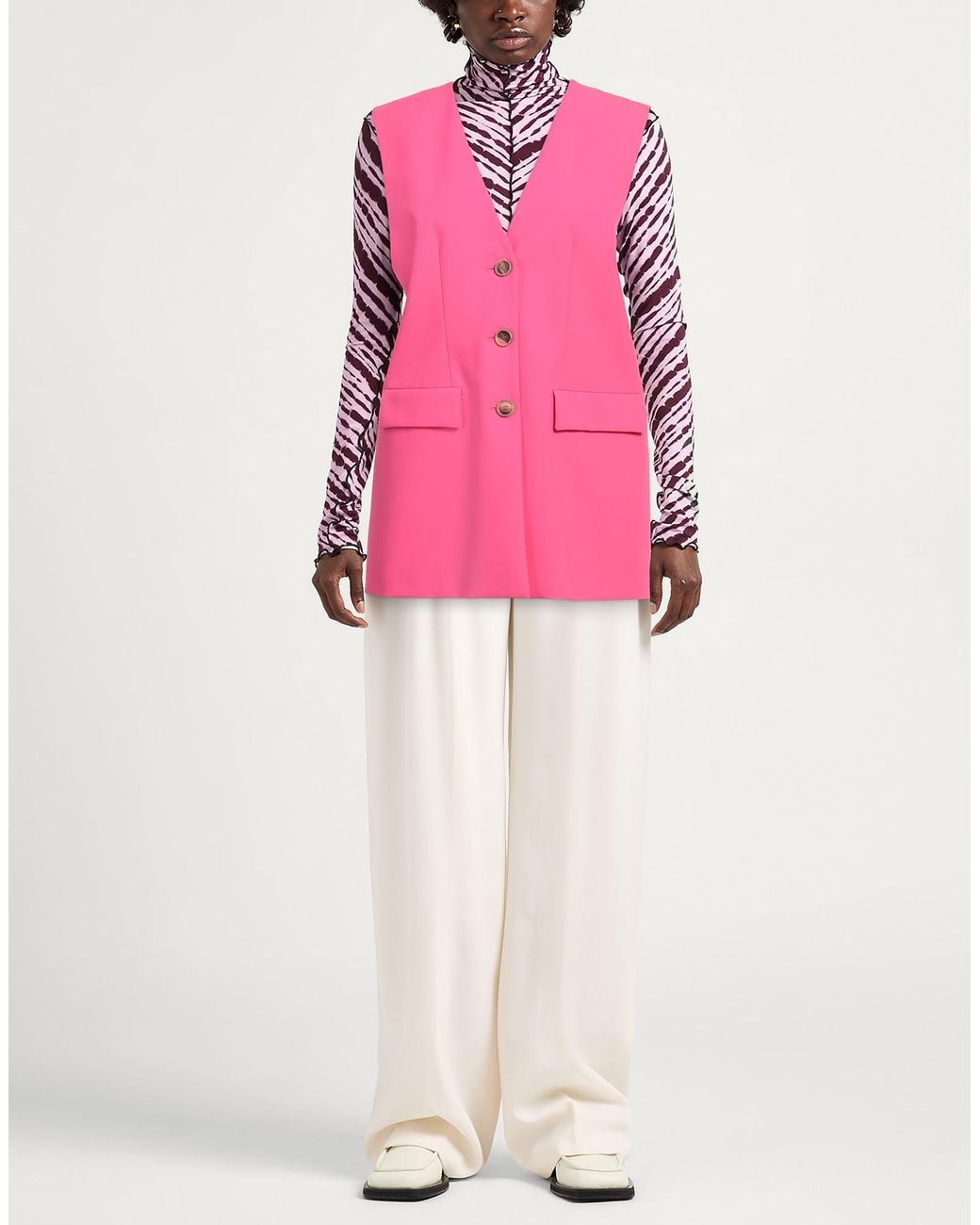 Semicouture Pink Tailored Vest Polyester, Viscose, Elastane