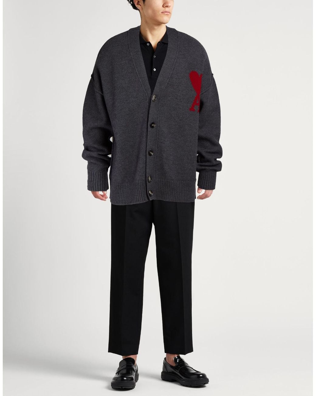 AMI Blue Cardigan Virgin Wool for men