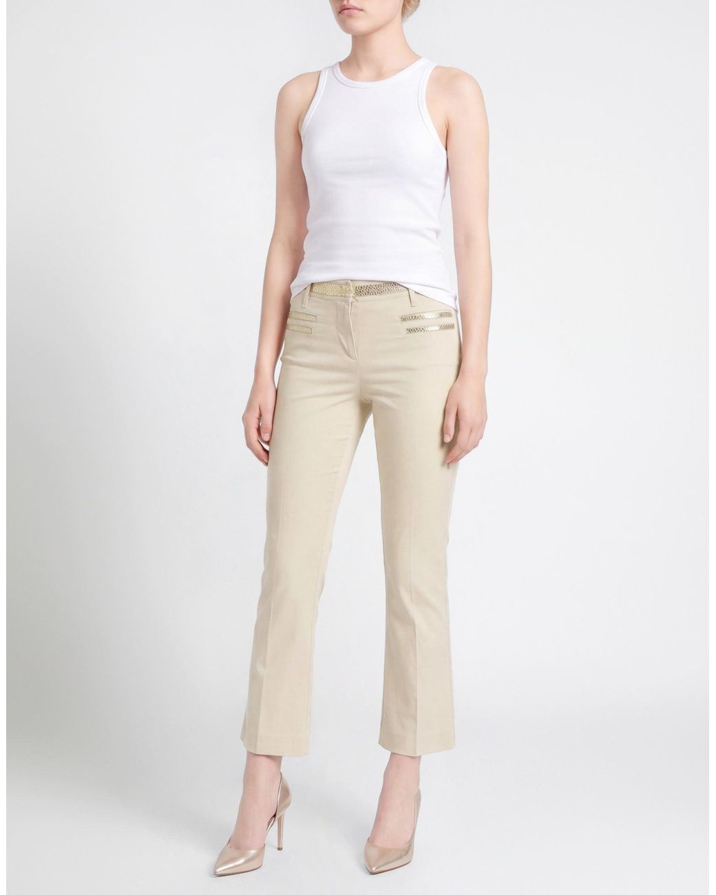 Frankie Morello Natural Pants Cotton, Elastane