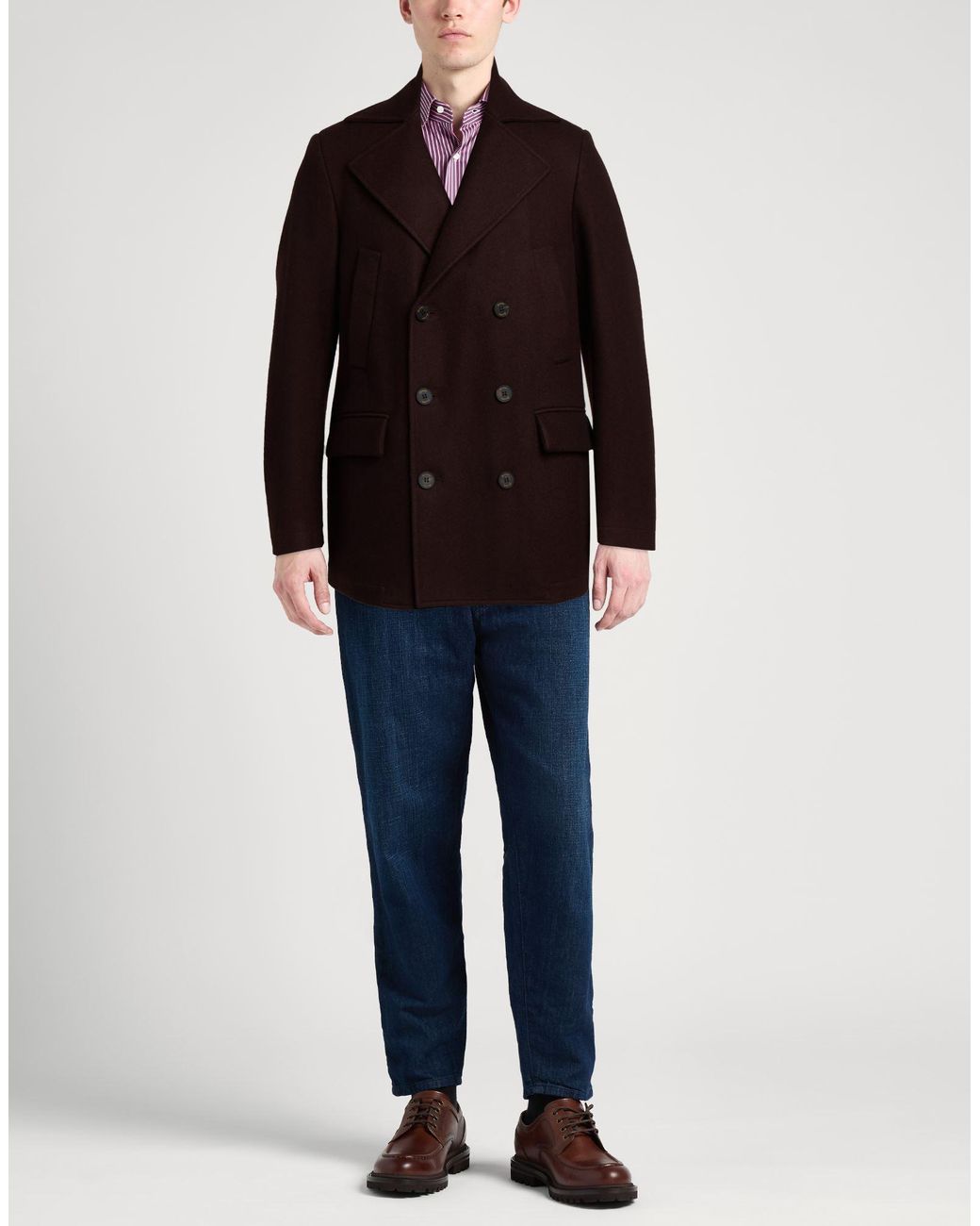 Drumohr Brown Dark Coat Wool, Polyamide for men