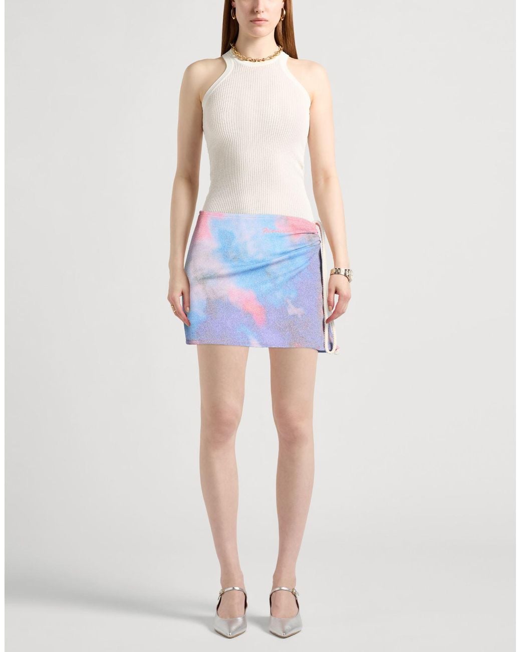 Fiorucci Blue Mini Skirt Recycled Viscose, Recycled Nylon