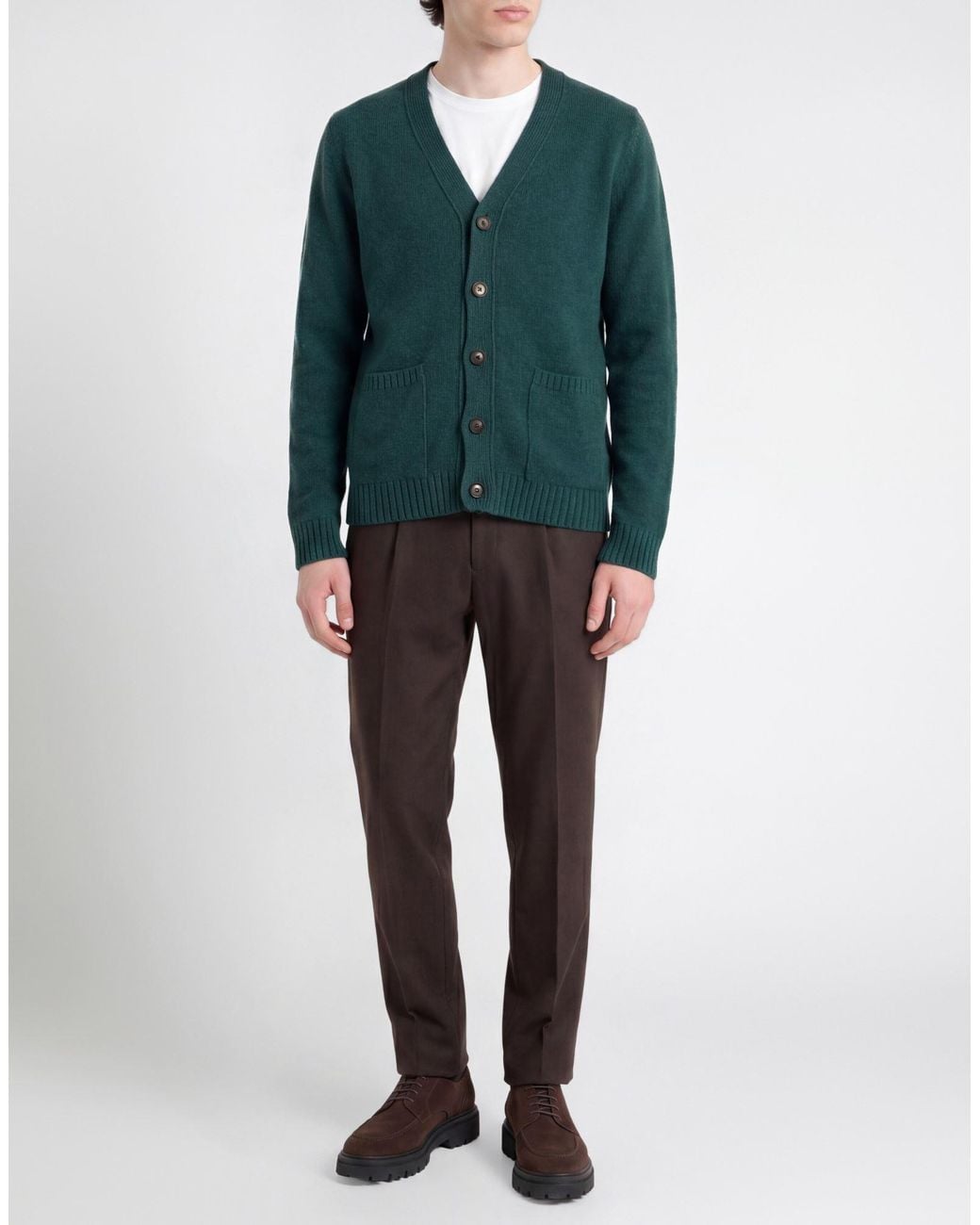 Messagerie Green Deep Cardigan Virgin Wool for men