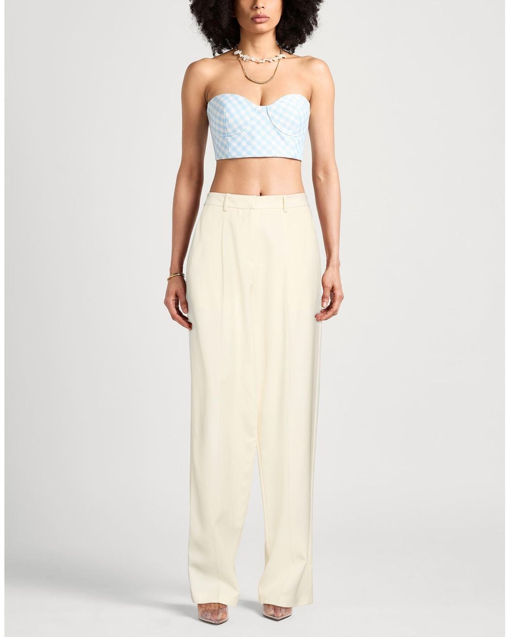 Magda Butrym White Cream Pants Wool, Silk