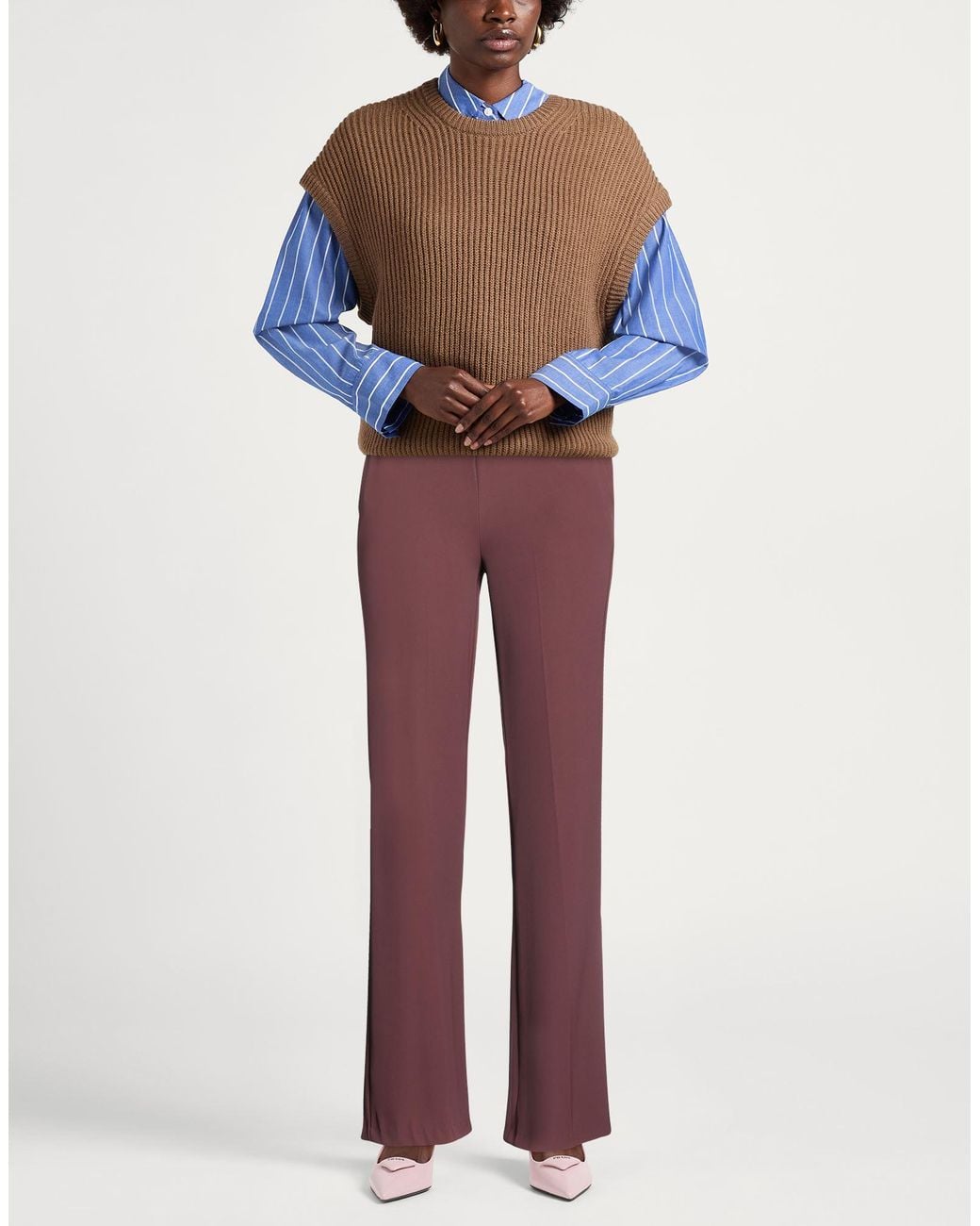 Rinascimento Red Chocolate Pants Polyester, Elastane