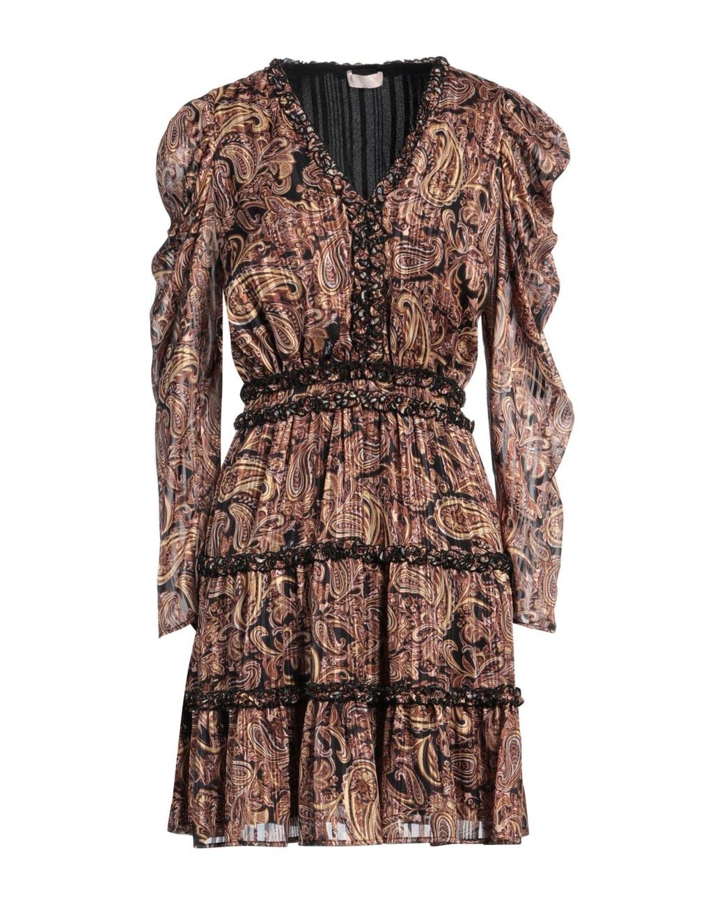 Liu Jo Brown Mini Dress Polyester, Metallic Fiber