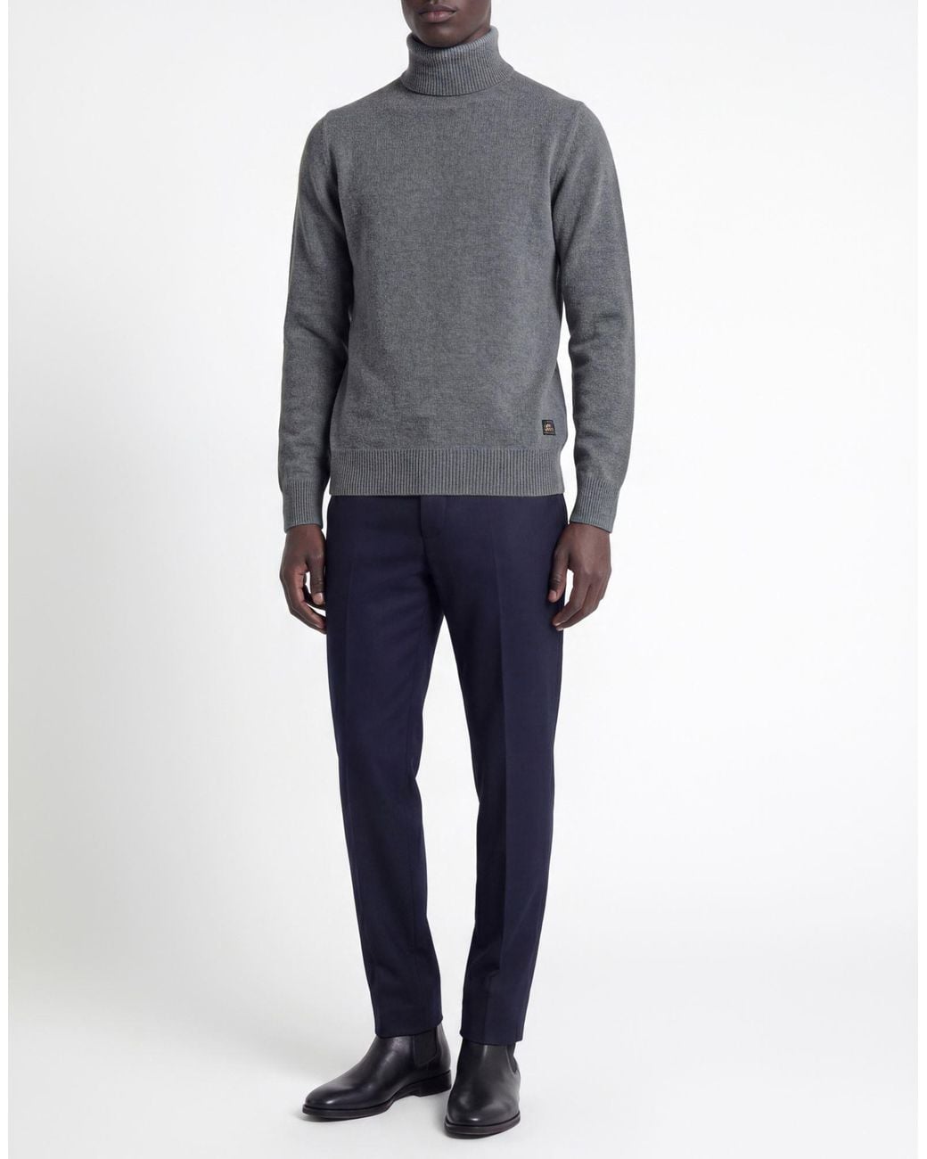 40weft Gray Turtleneck Wool, Polyamide for men