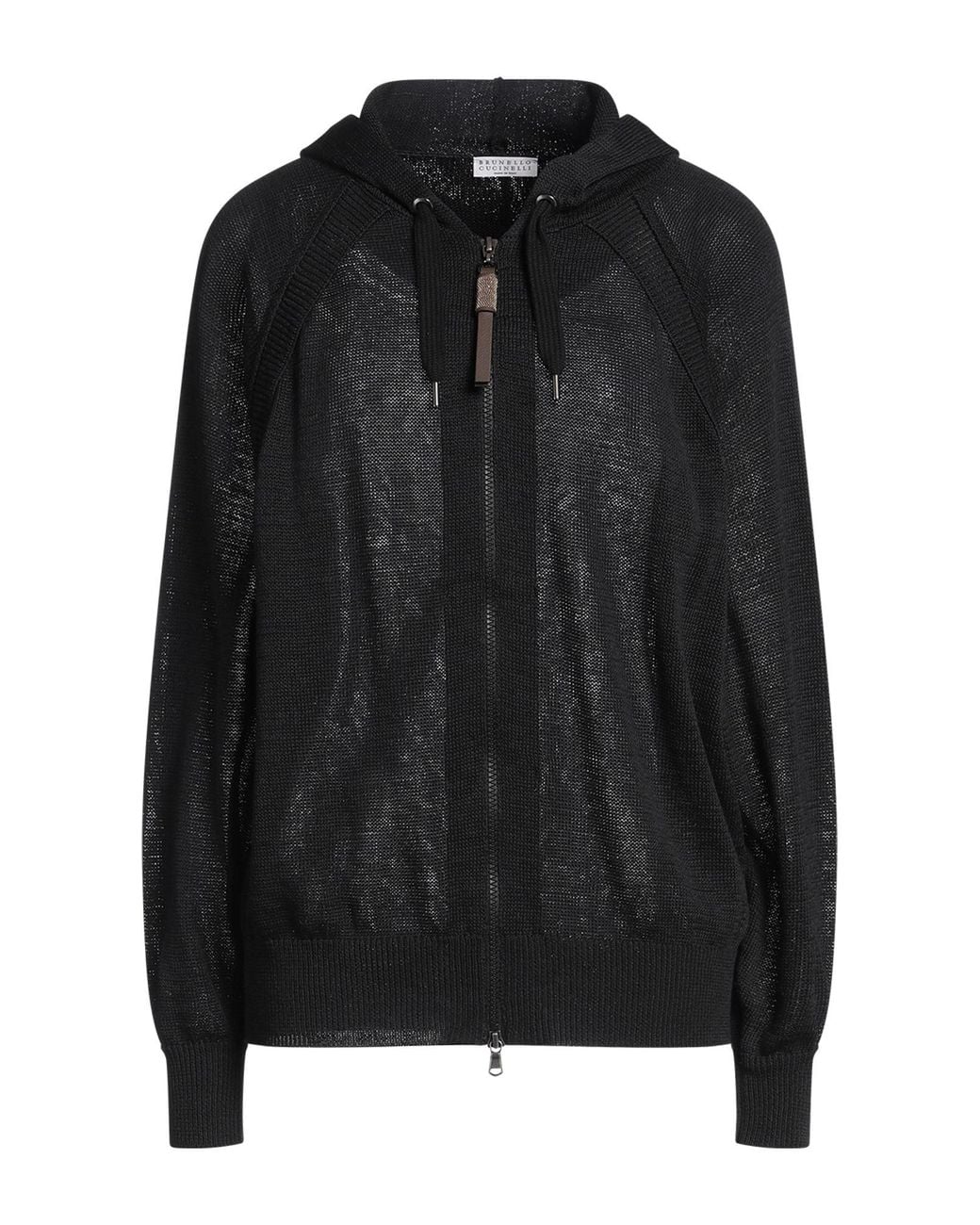 Brunello Cucinelli Black Cardigan Cotton, Leather, Brass