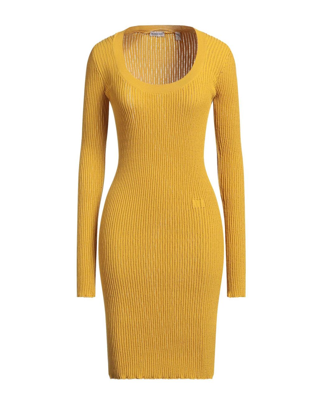 Burberry Yellow Marigold Midi Dress Wool, Polyamide, Elastane