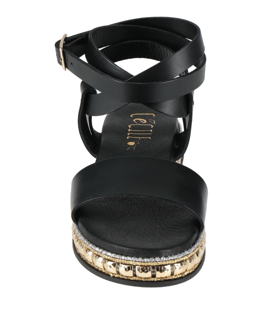 Être Cécile Black Sandals Cowhide