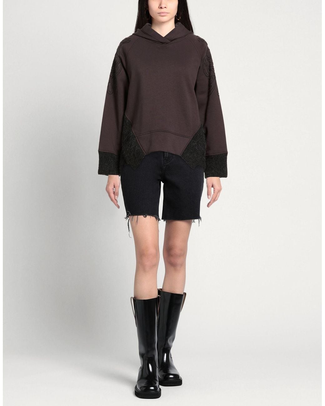 Dondup Brown Charcoal Sweatshirt Cotton, Polyester, Acrylic, Polyamide, Mohair Wool