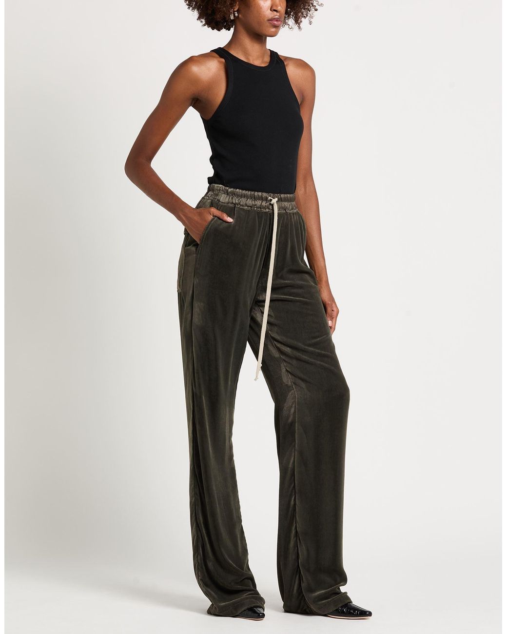 Rick Owens Black Military Pants Viscose, Silk