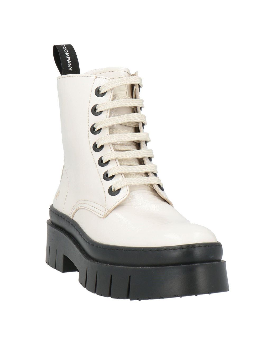 The Art Company White Ivory Ankle Boots Leather