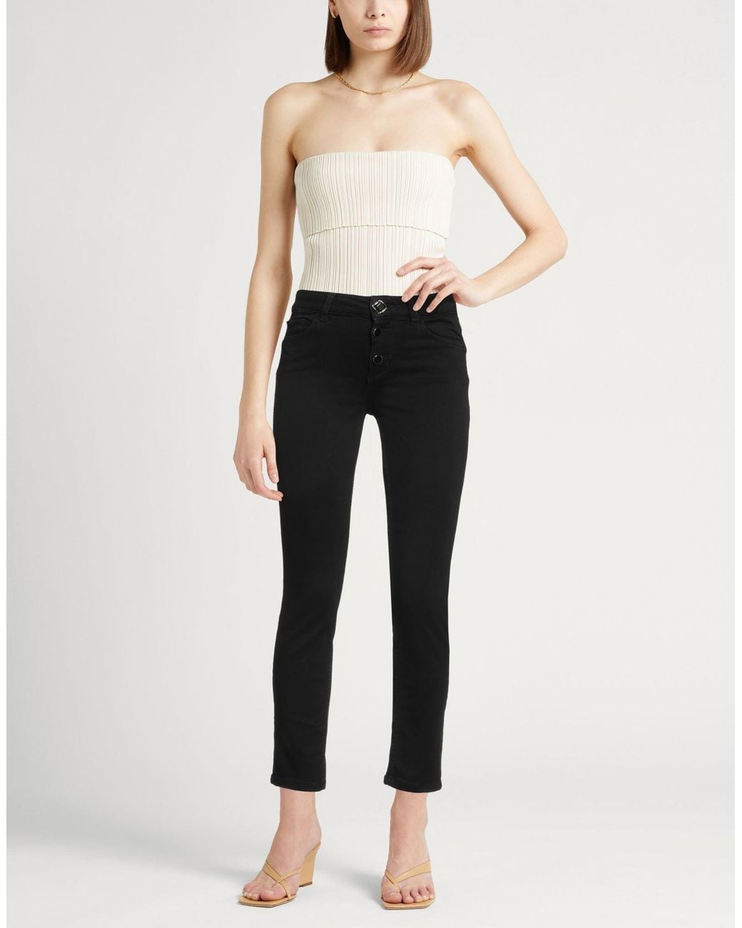 Liu Jo Black Pants Cotton, Elastane