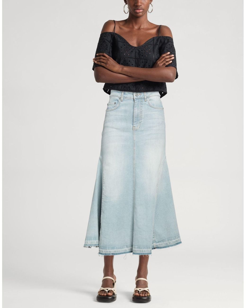 Ganni Blue Denim Skirt Organic Cotton, Elastane