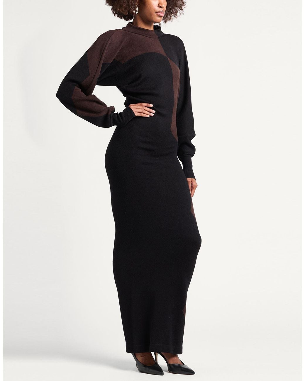 Philosophy Di Lorenzo Serafini Black Maxi Dress Viscose, Polyamide, Elastane