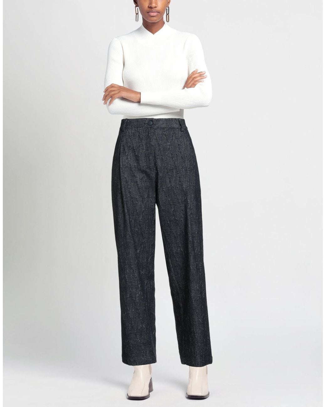 Shirtaporter Blue Pants Cotton, Wool, Polyamide, Polyester