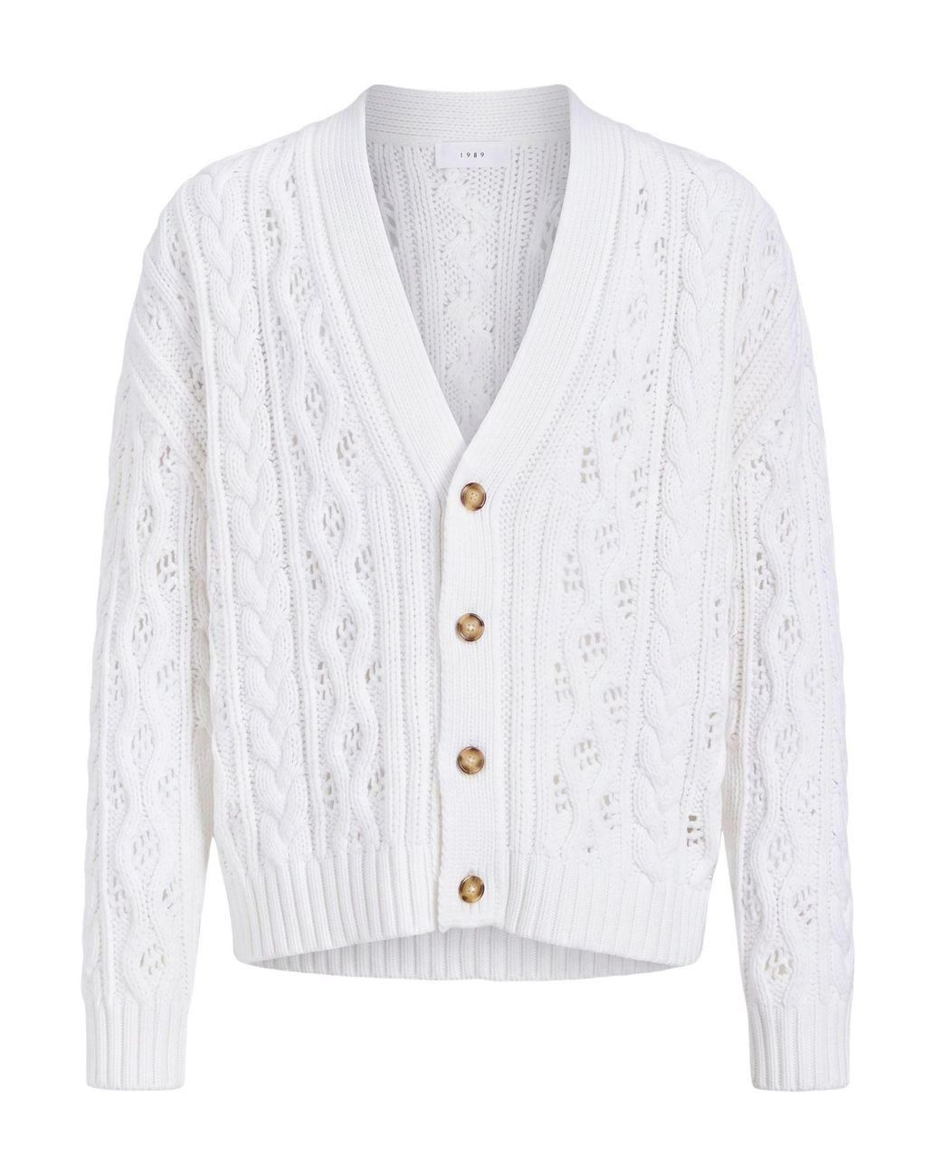 1989 STUDIO White Cardigan Cotton, Polyamide for men