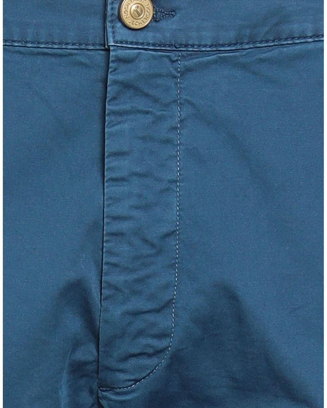 Jeckerson Blue Pants Cotton, Elastane for men