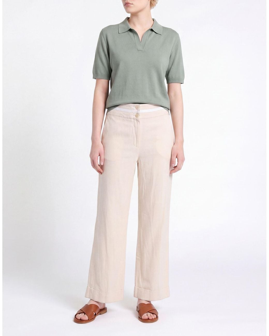 Peserico Natural Cream Pants Viscose, Linen, Cotton