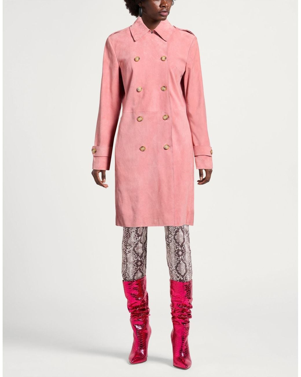 Manuel Ritz Pink Overcoat & Trench Coat Lambskin