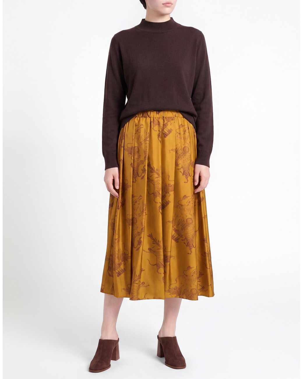 Fabiana Filippi Yellow Midi Skirt Silk