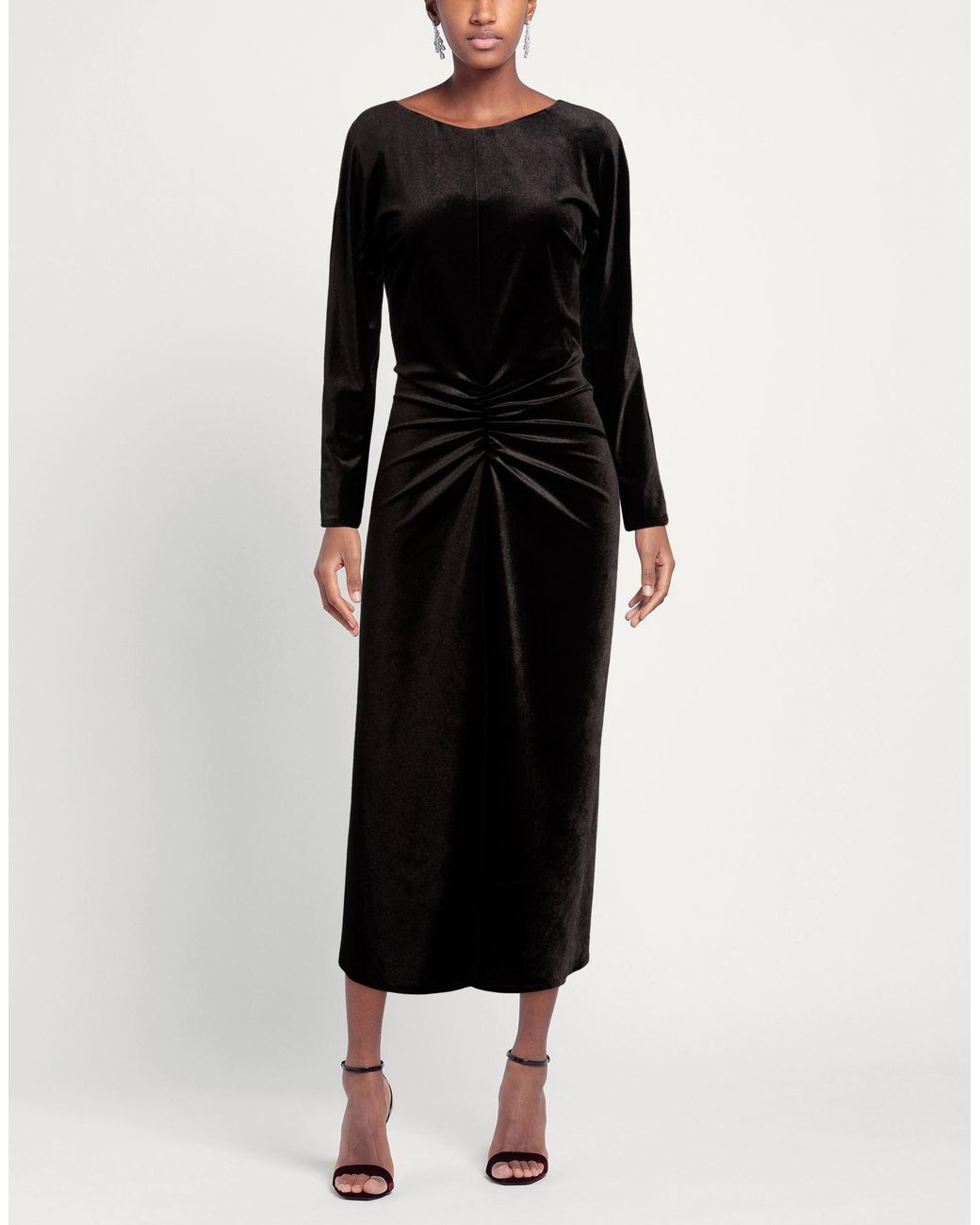 RUE DU BAC Black Midi Dress Polyester, Elastane
