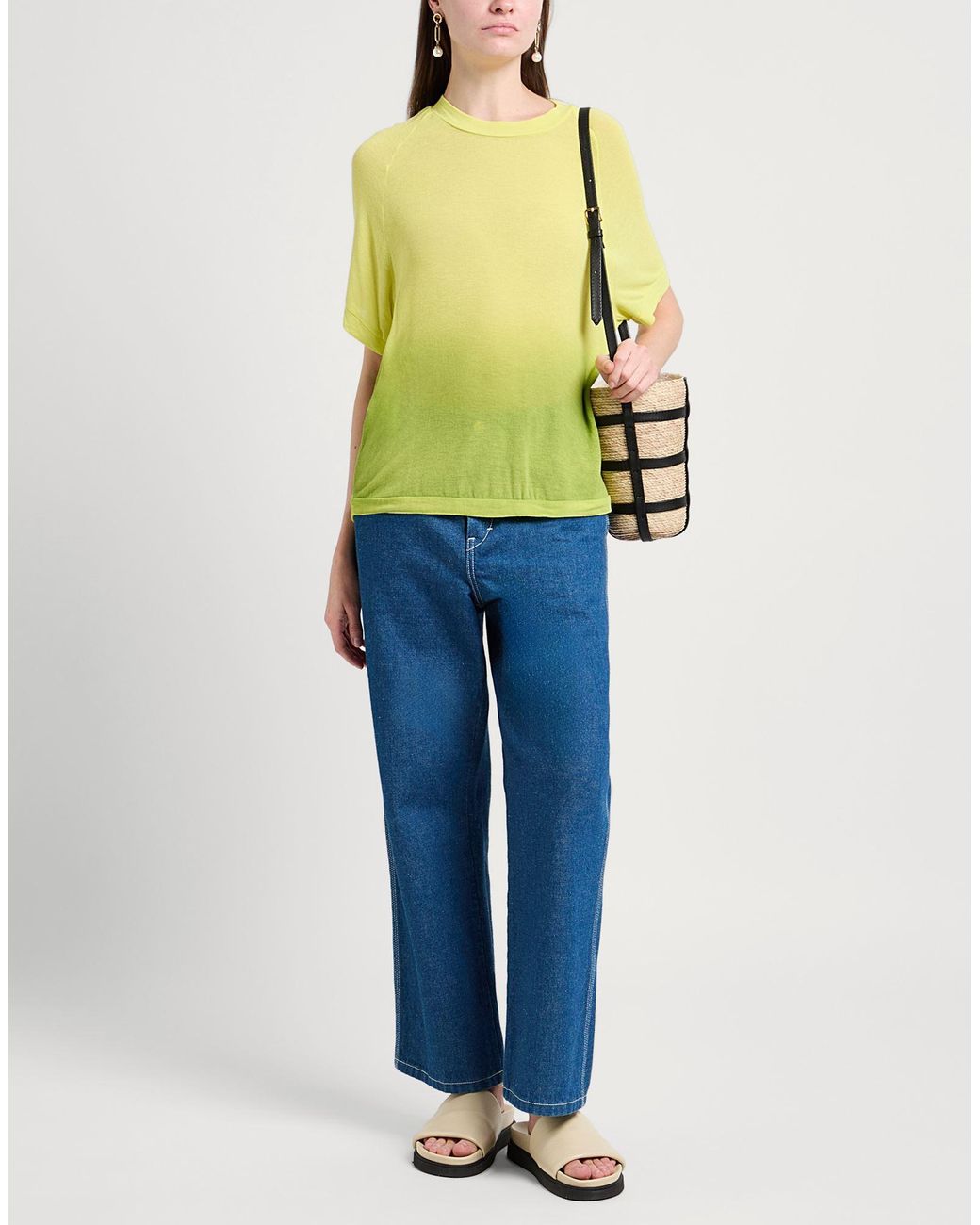 Daniele Fiesoli Yellow T-Shirt Viscose, Nylon, Cashmere, Elastane