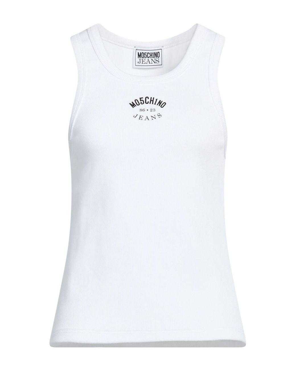 Moschino White Tank Top Cotton, Elastane