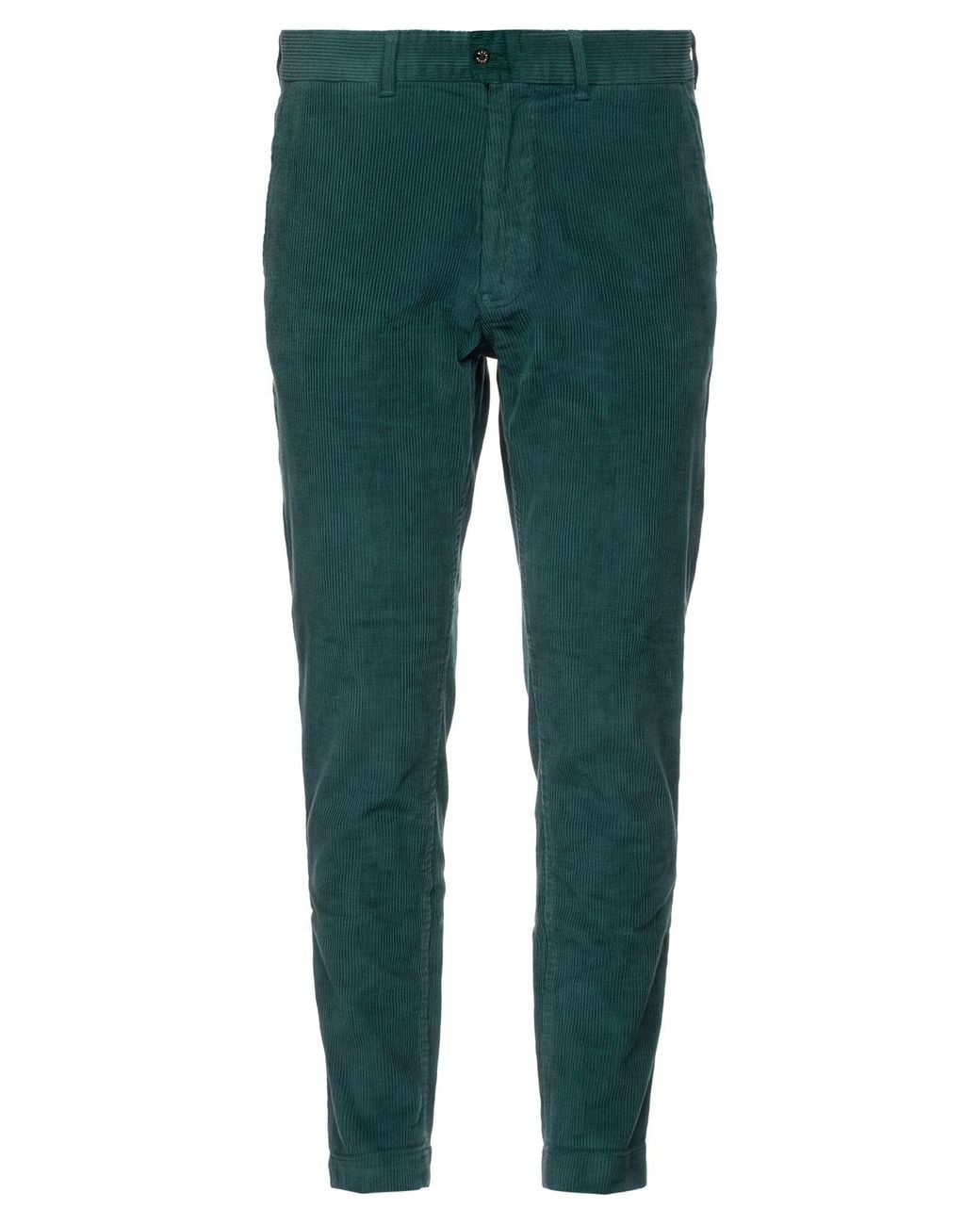 Mackintosh Green Corduroy Roll Up Chino Pants Cotton, Elastane for men