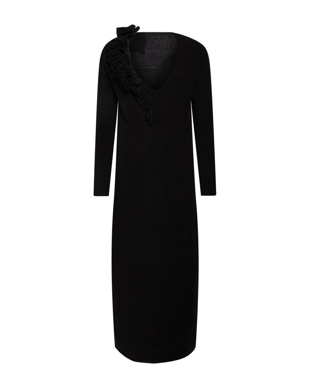 Liviana Conti Black Midi Dress Virgin Wool, Polyamide, Cashmere, Elastane