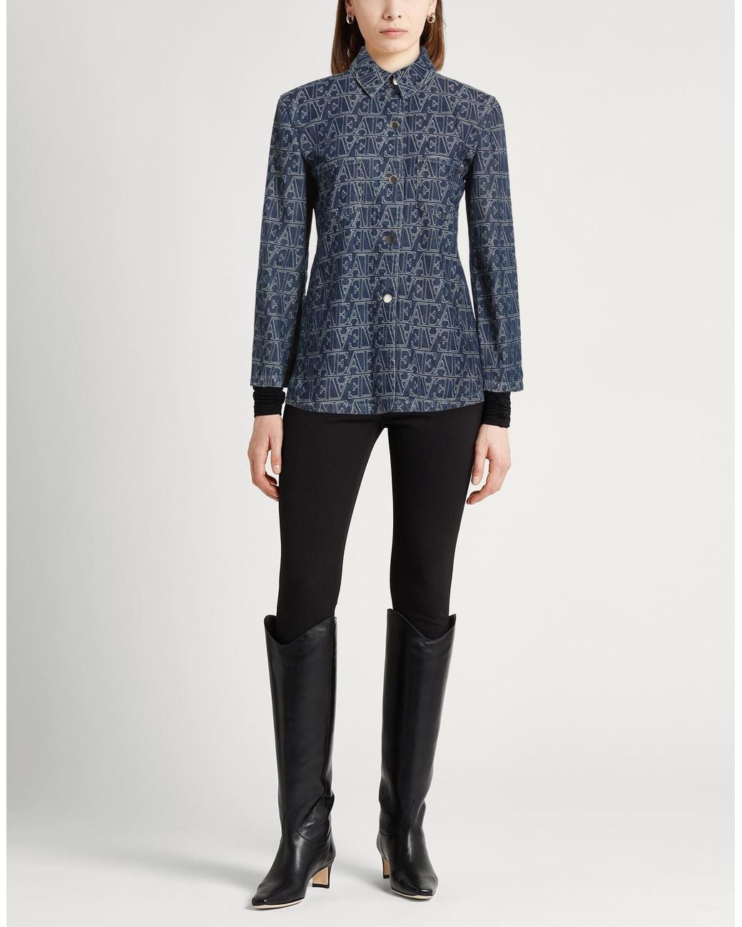 Emporio Armani Blue Denim Outerwear Cotton