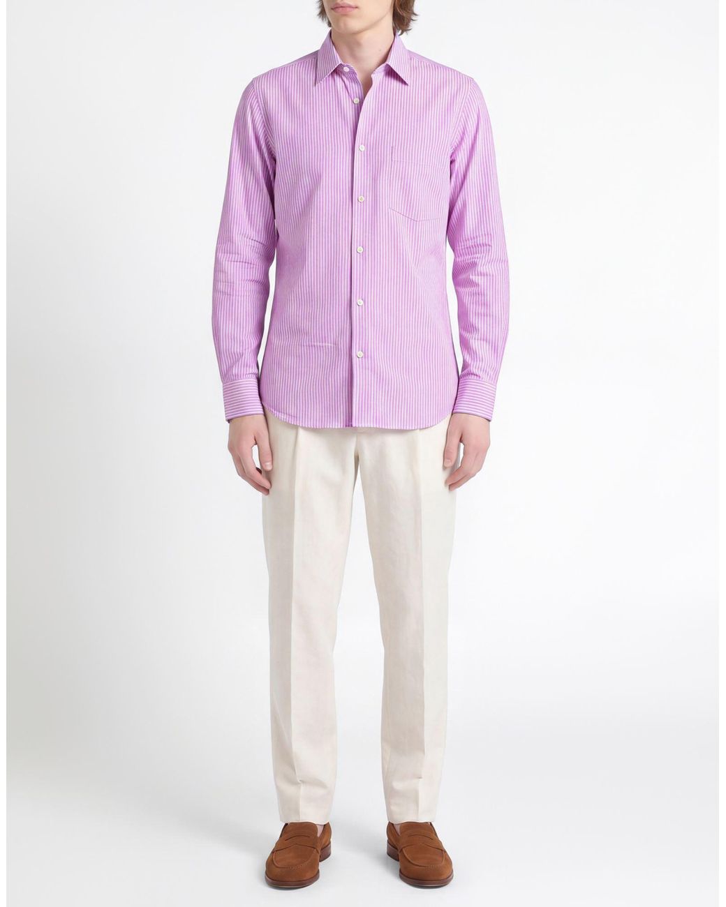 Aspesi Purple Mauve Shirt Linen, Cotton for men
