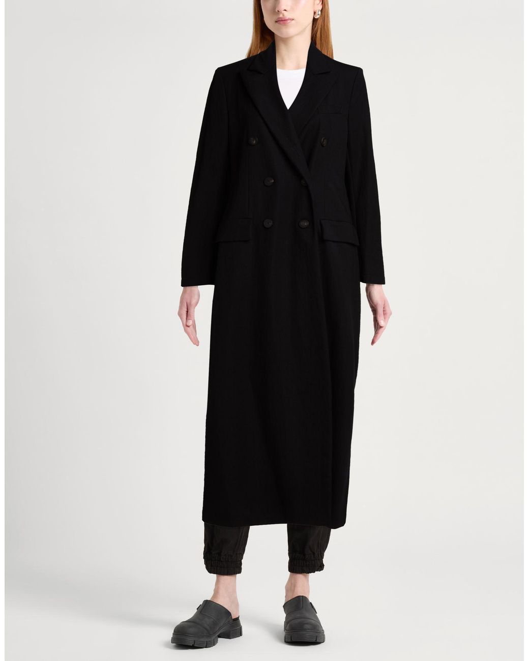 Harris Wharf London Black Overcoat & Trench Coat